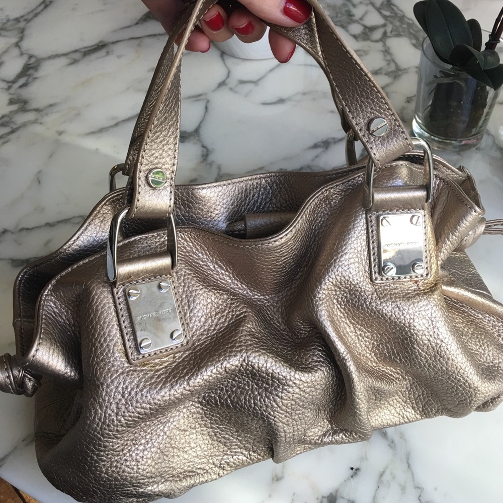 Michael Kors gold metallic mini hand bag