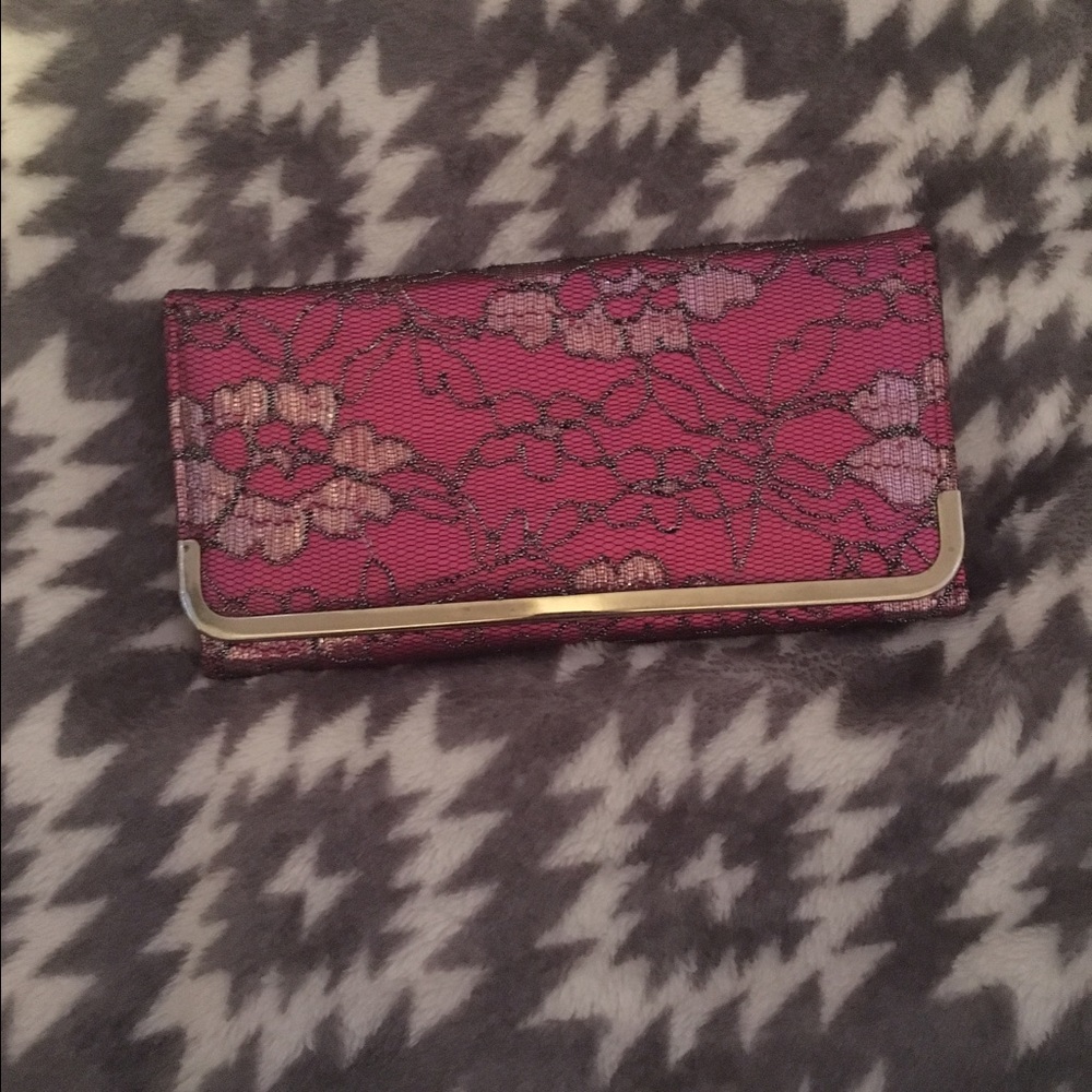 Pink and black floral lace Charlette Rousse Clutch