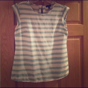 Teal and white striped top