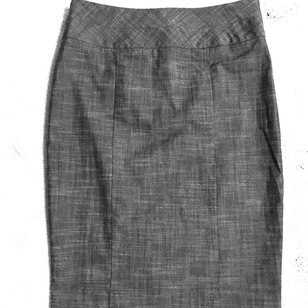 Grey Ruffled Back Pencil Skirt