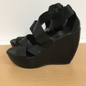 Vintage Black Leather Platform Heels