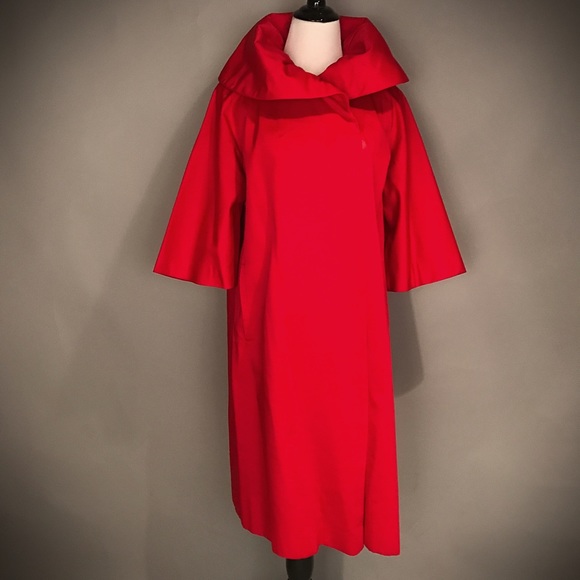 Jackets & Blazers - Vintage Satin Bright Red Taffeta Coat
