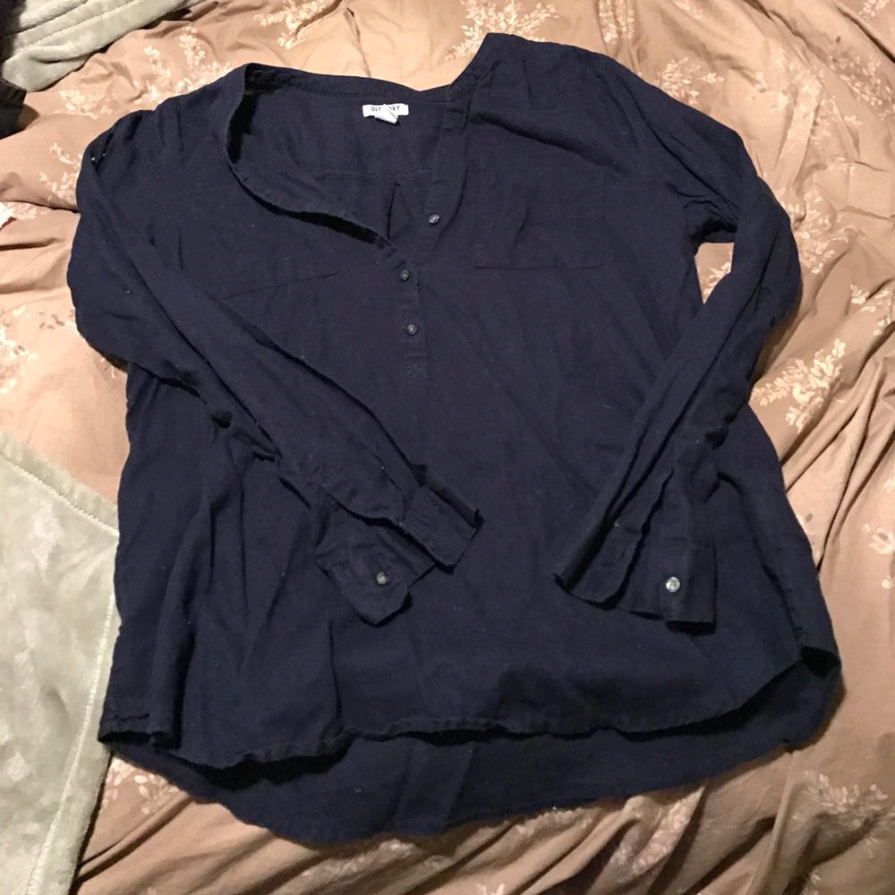 Navy linen pull over tunic