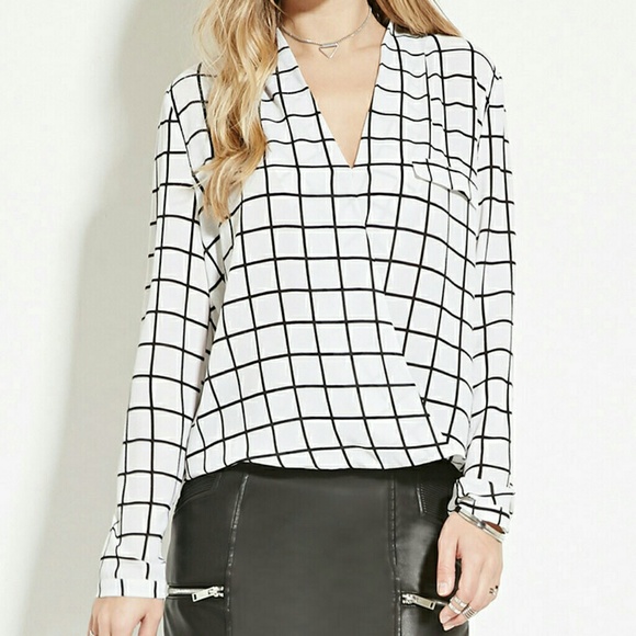 Urban Outfitters Tops - Grid patterned crepe blouse