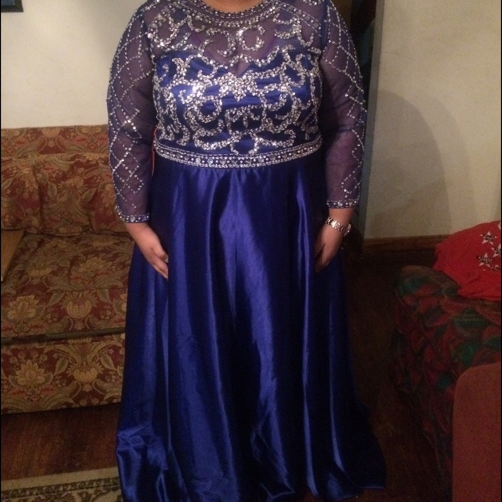 Fashionable Formal Plus Size Dress Royal Blue