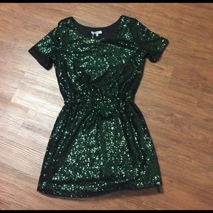 Sequined forest green dress