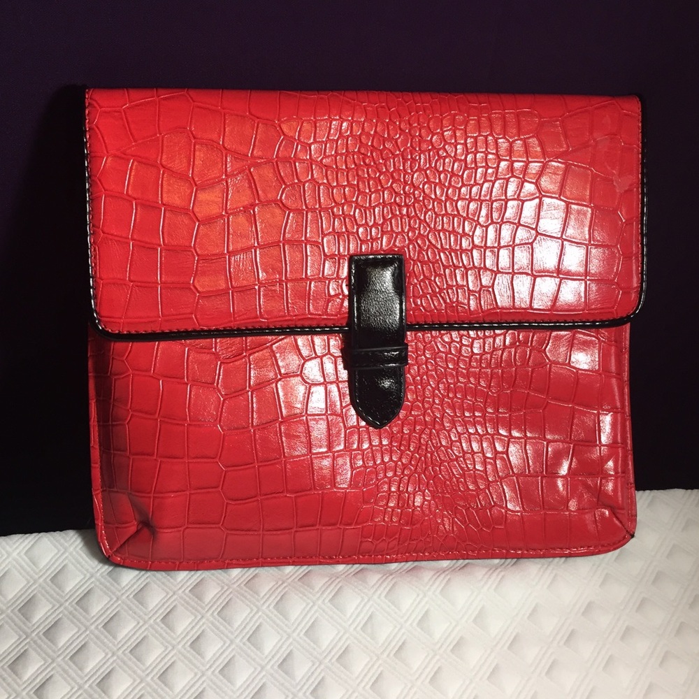 Red Alligator print clutch
