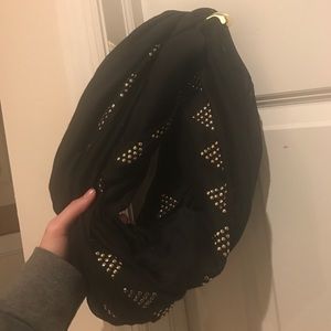 Black scarf with gold print