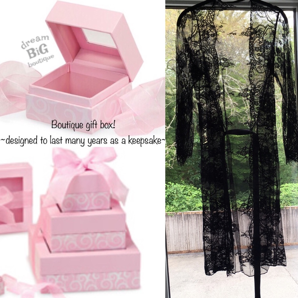 Maternity Lace photo prop robe kimono black XS S M