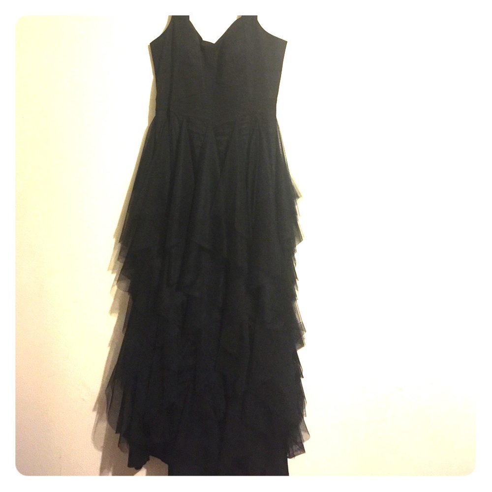 Aidan Mattox black sheer bottom dress