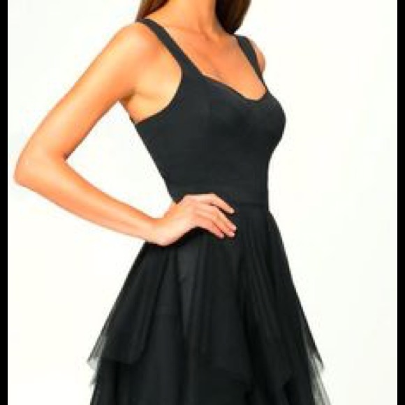 Aidan Mattox black sheer bottom dress - Picture 3 of 4