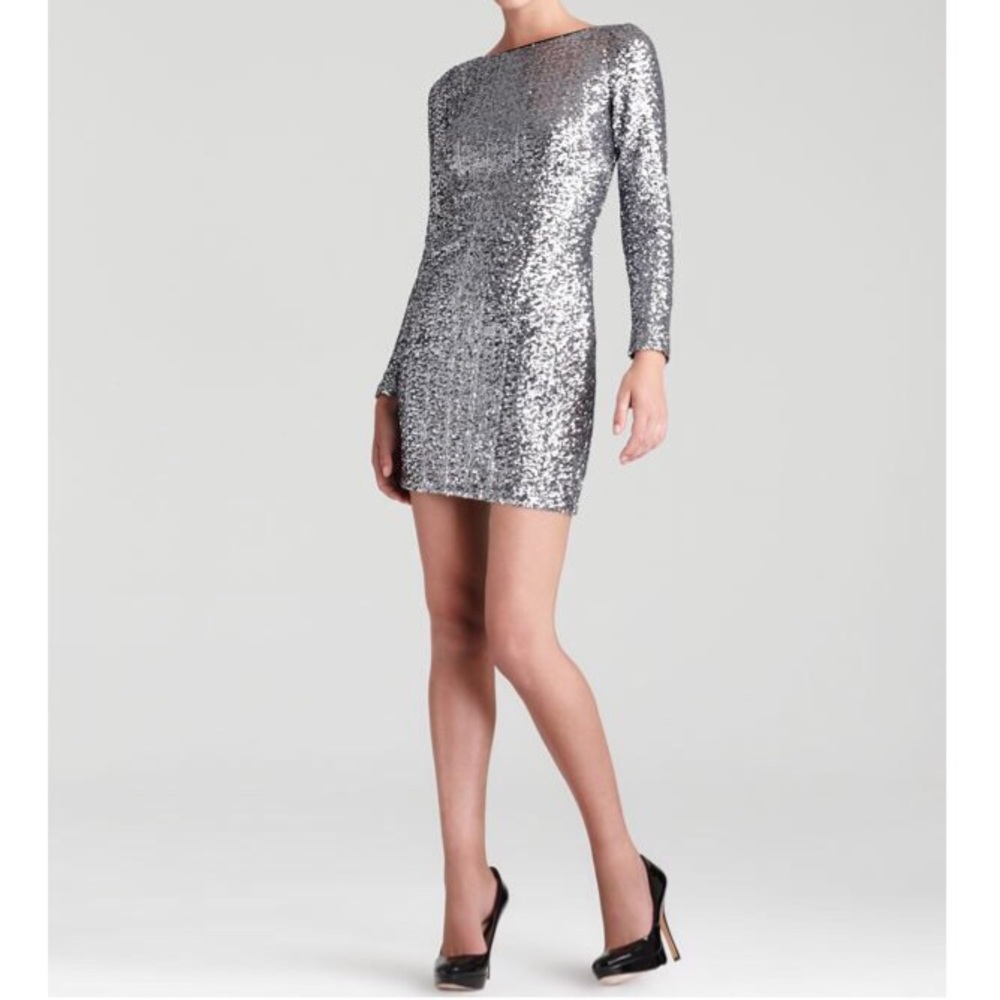 Aqua Sequin V-back Dress