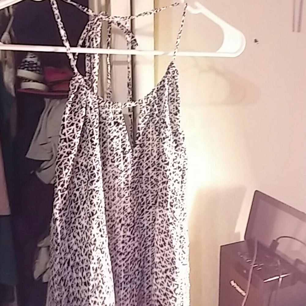 A black and white printed romper