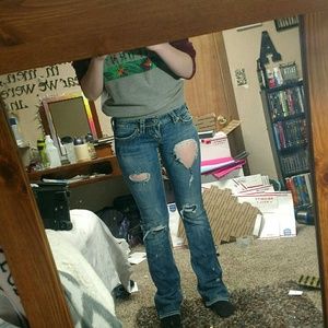 💕Distressed silver jeans