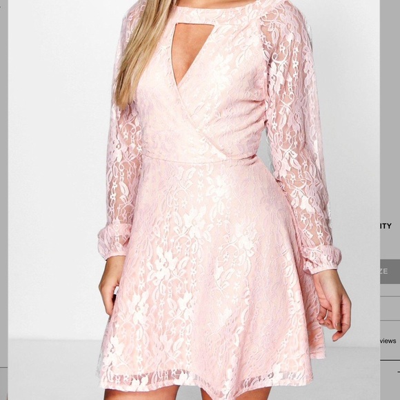 Boohoo Plus Dresses & Skirts - NWT pink lace skater dress