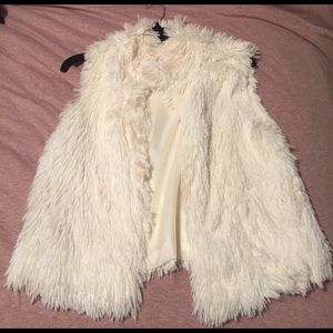 Off white faux fur vest