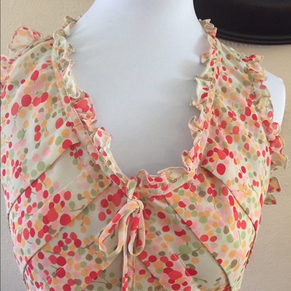 Apostrophe cream red ruffle top - Picture 2 of 7