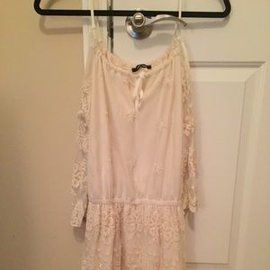 White lace cold shoulder dress