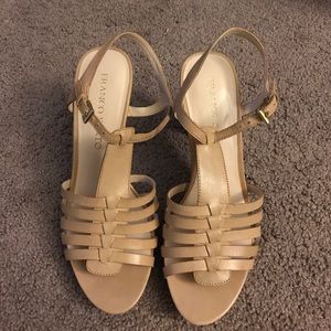 Nude strappy heels