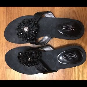 Black Coach flip flops