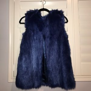 Velvet-Blue Faux Fur vest