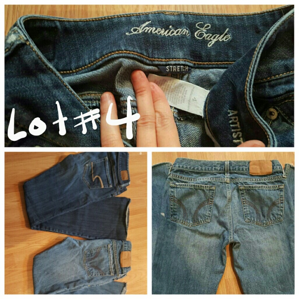 Lot of 4: Am. Eagle, Hollister, Etc. Bootcut Jeans