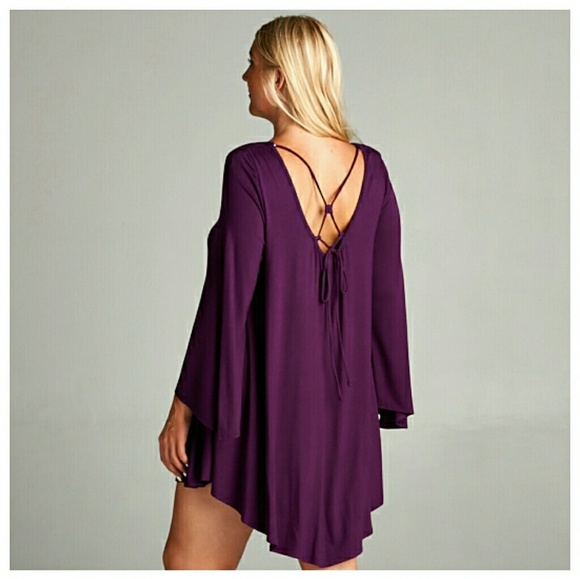 Purple Dress With Criss-Cross Tie In Back - Picture 4 of 4