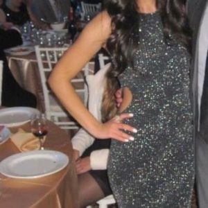 Top shop black & silver shimmer midi dress