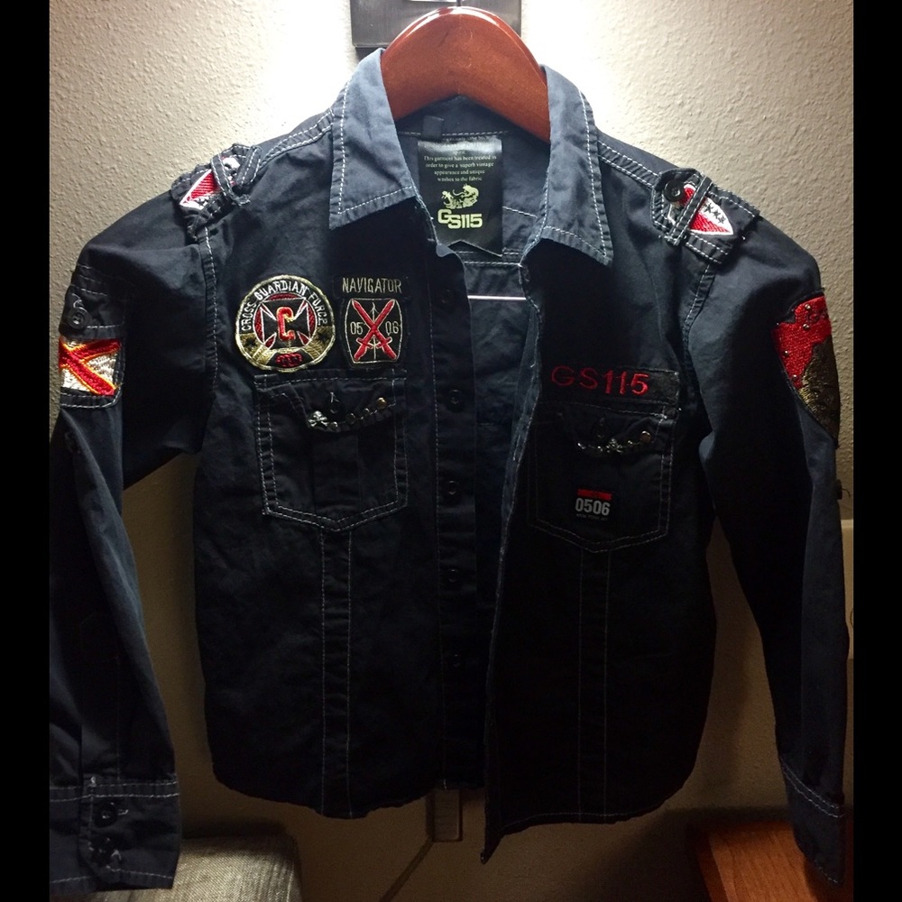 Boy's Long Sleeve Vintage Look Button Down Shirt