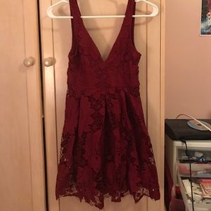 Raspberry lace Free People v neck dress size 2