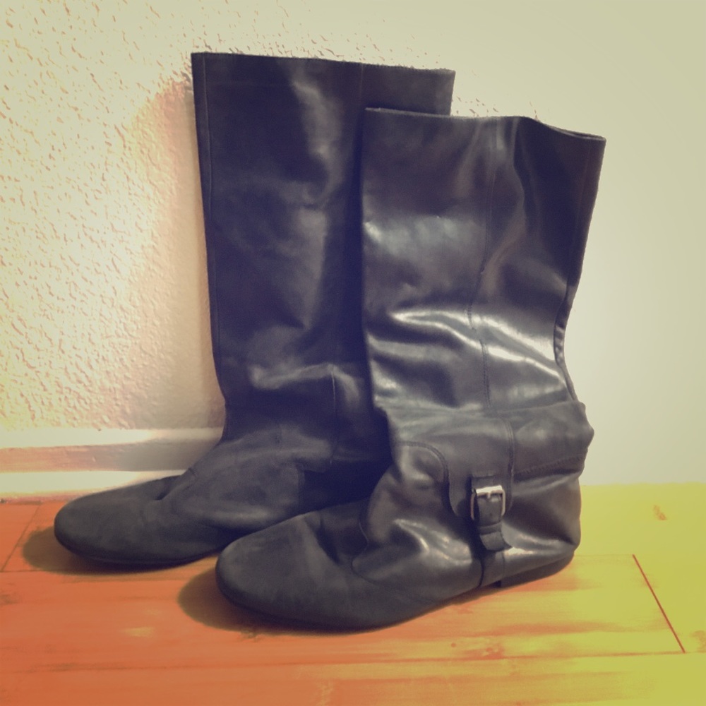 Tall black leather Dolce Vita riding boots