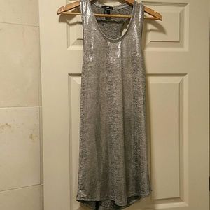 Metallic silver jersey dress