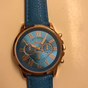 Blue and gold watch