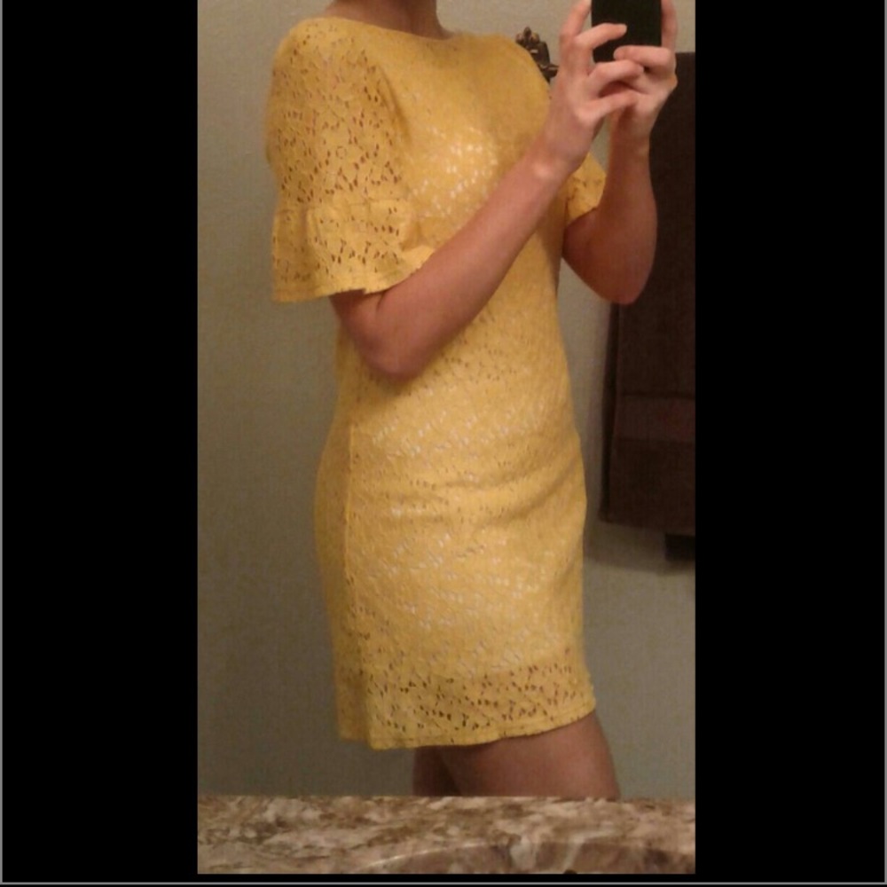 Yellow vintage lace dress