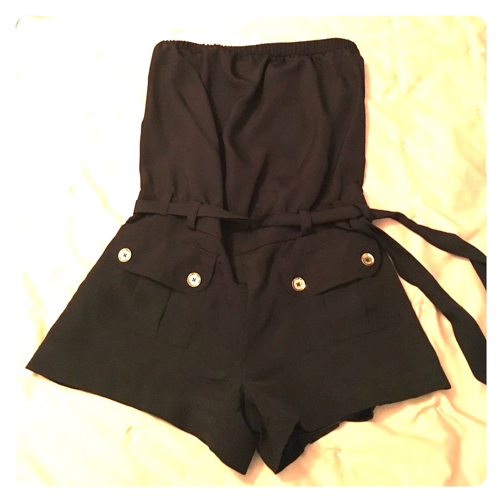 Black express strapless romper