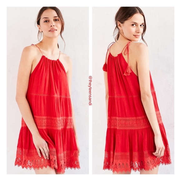 Urban Outfitters La Palma Crochet Inset Mini Dress - Picture 2 of 3