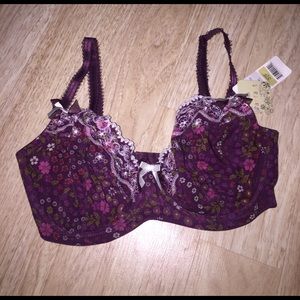 BNWT Parfait 32F Purple Floral Bra