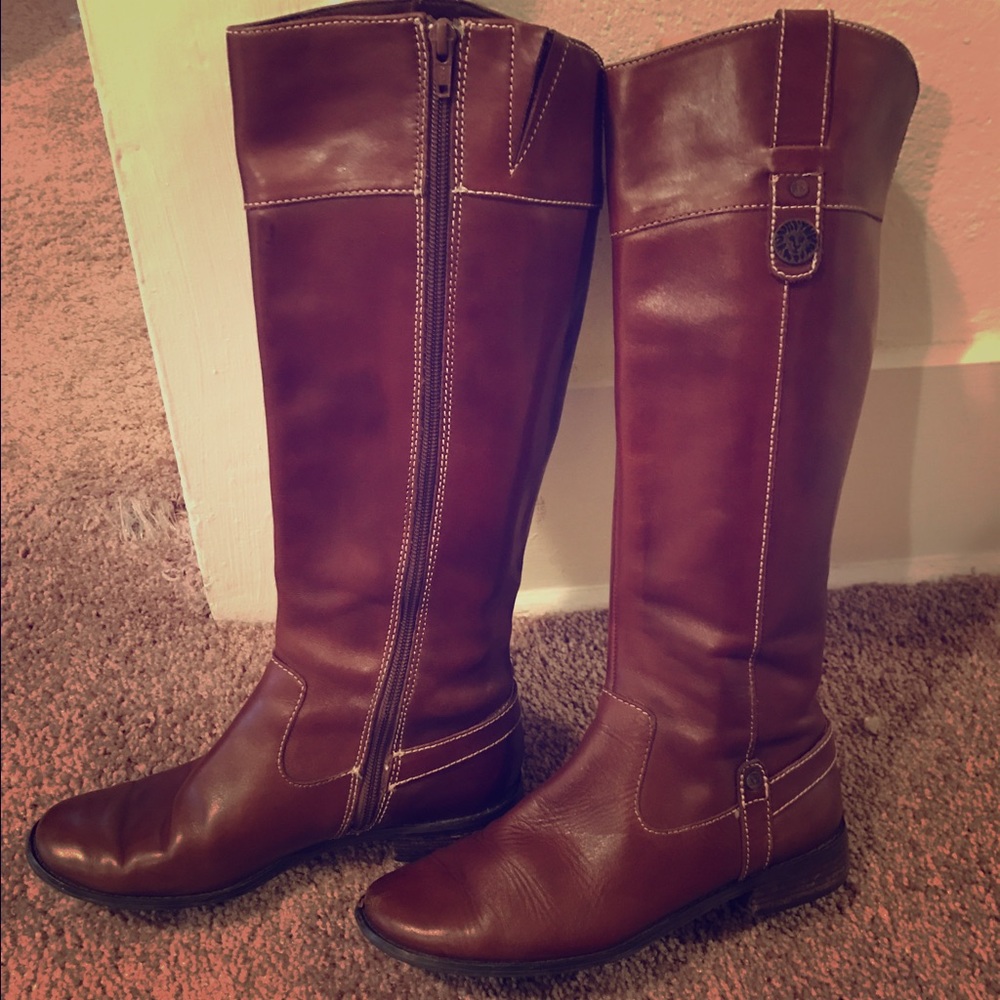 Anne Klein Tall Brown Leather Boots