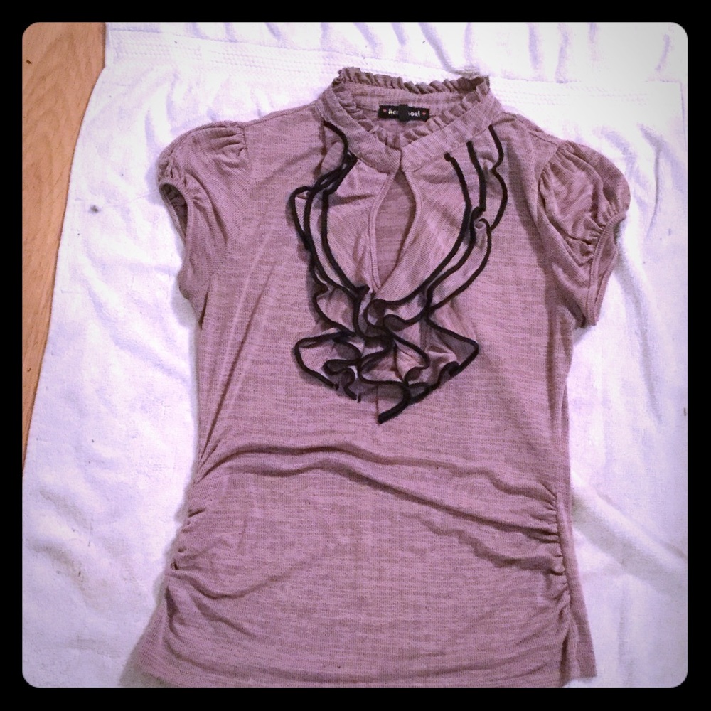 Black and purple formal blouse.