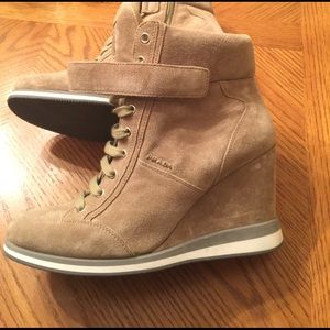 Suede Prada wedges