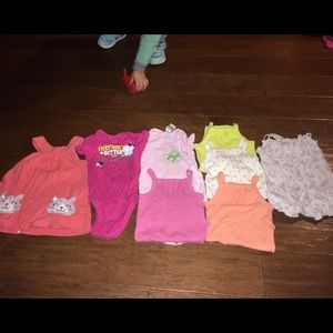 Lot of 6-9 month summer onesies and a dress