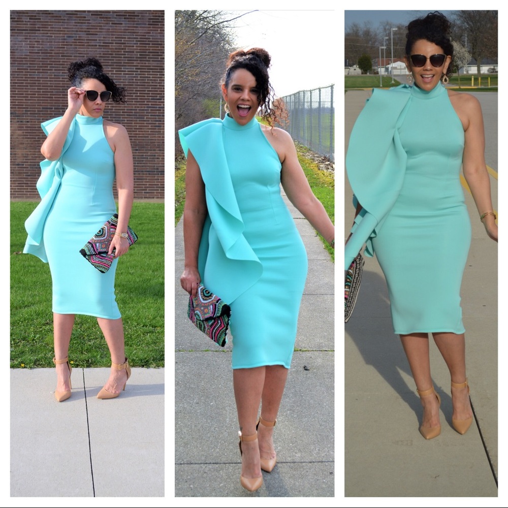 Mint Side Ruffle Dress