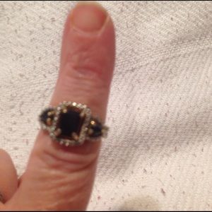 Gold over silver sapphire ring