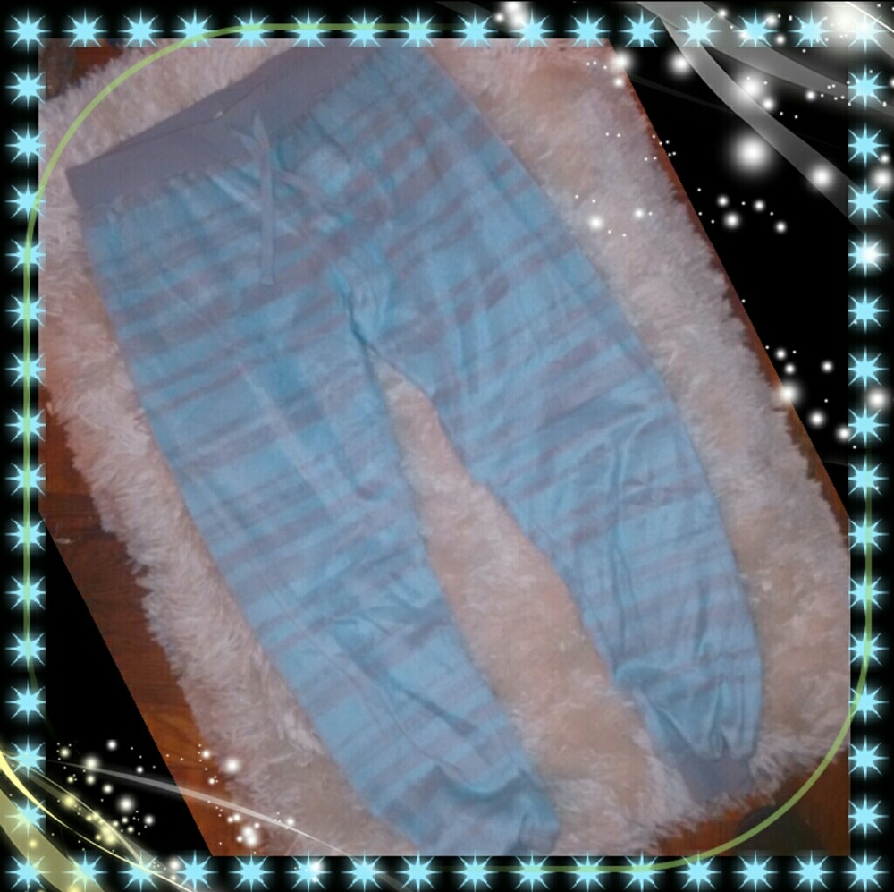 Microfleece Grey and Teal Pajama Lounge Pants