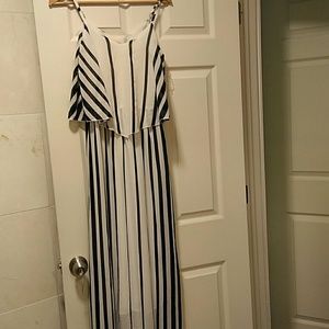 Black and white striped maxi dress