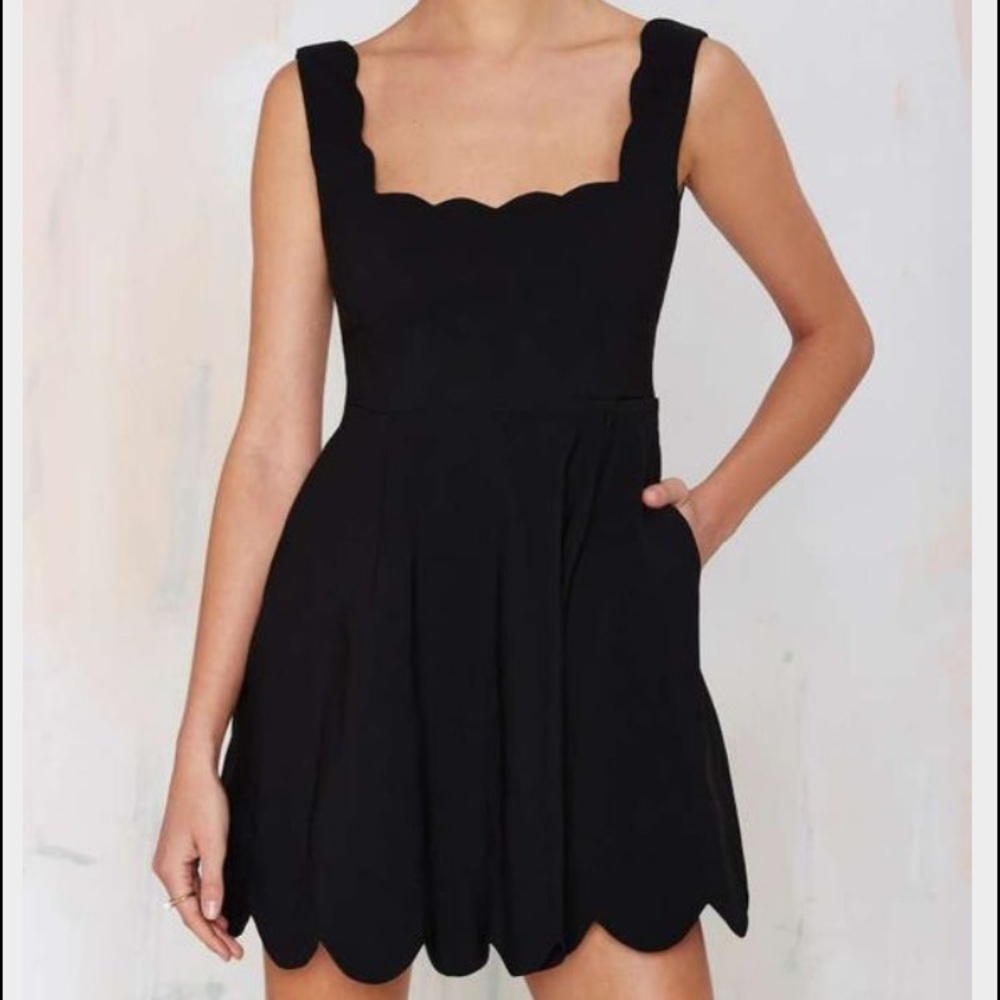 Nasty Gal Scallop Black Dress