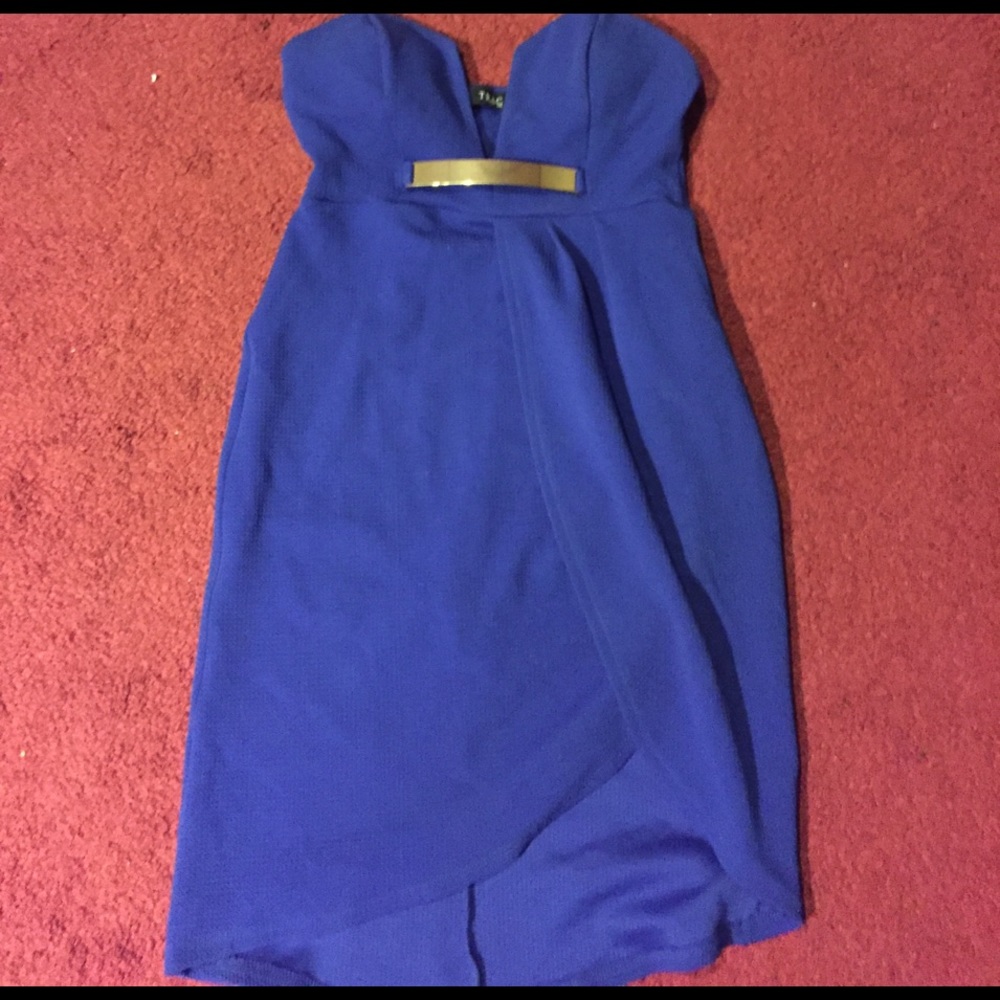 Blue mini dress.