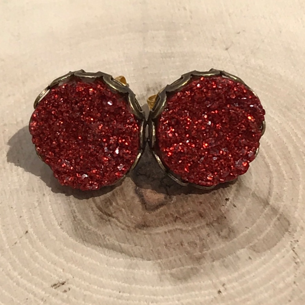 Red & Antique Bronze Earrings