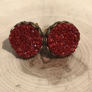 Red & Antique Bronze Earrings