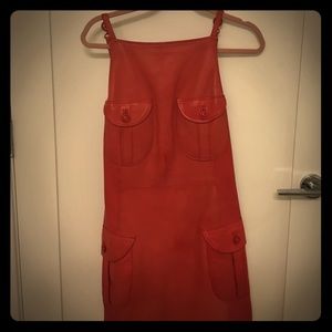 Vintage Gianni Versace Red Leather Shift Dress